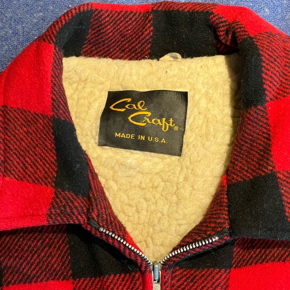 Vintage Cal Craft Buffalo Plaid Wool Sherpa lined jacket sz 1X 48 - Picture 2 of 11